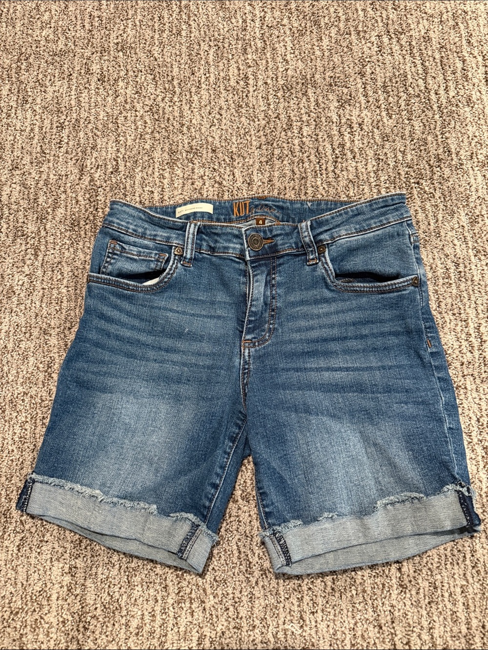 Kut from the Kloth Medium Blue Denim Rolled Hem Shorts